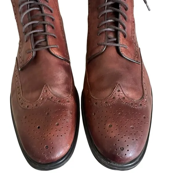 WINTHROP BROGUE LACE UP WINGTIP LEATHER BOOTS SIZE 11