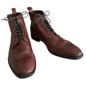 WINTHROP BROGUE LACE UP WINGTIP LEATHER BOOTS SIZE 11