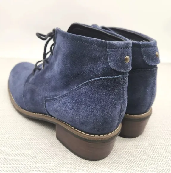 Wolky Erne Size 40 Blue Suede Ankle Boots Women Comfort Replacement Insoles