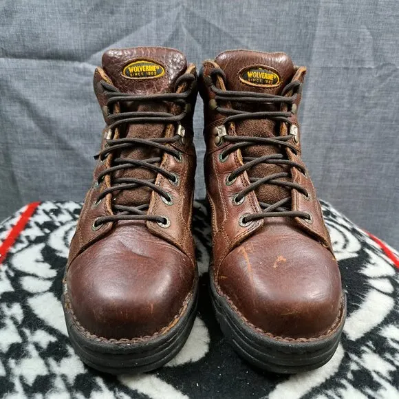 Wolverine all leather dura shock work boots Men Leather Brown Size 8