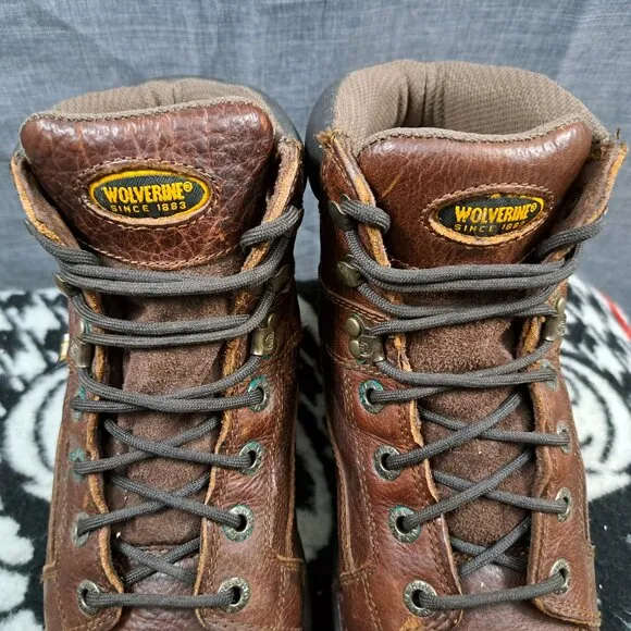Wolverine all leather dura shock work boots Men Leather Brown Size 8