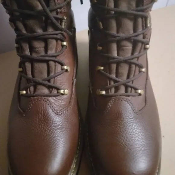 Wolverine Brown Leather Lace-Up Steel Toe Mens Work Boots