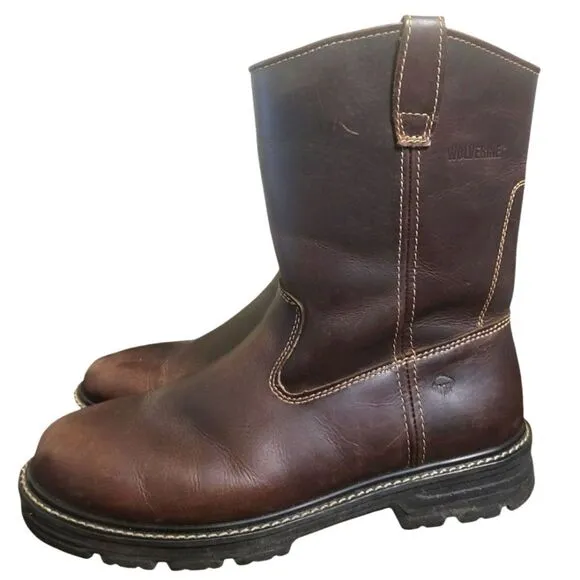 Wolverine Leather Mens 10 inch Slip Resistant Work Boots Mock Toe, 13 W08690