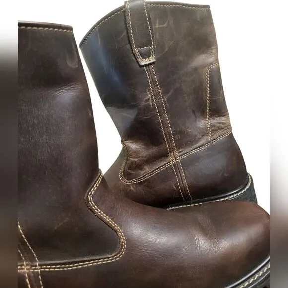 Wolverine Leather Mens 10 inch Slip Resistant Work Boots Mock Toe, 13 W08690