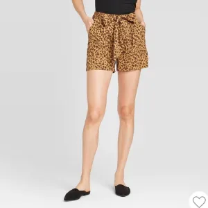 Women’s Animal Print High Rise Tie Waist Shorts