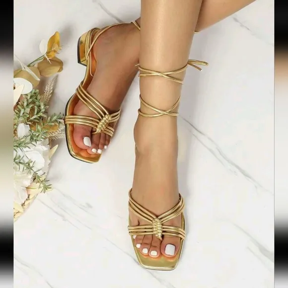 Women's Casual Fashion/Party/Beach Style Orange Strappy Woven Flat Sandals