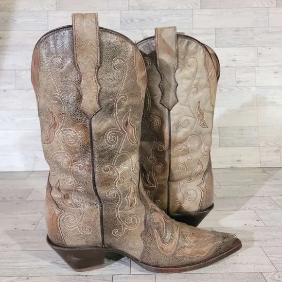 Women's Corral Tobacco Sharpey Western Brown Leather Rodeo Cowboy Boots Size 6.5