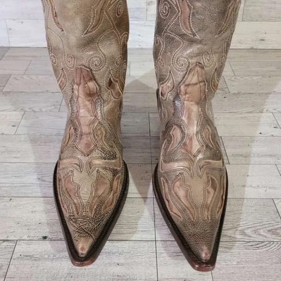 Women's Corral Tobacco Sharpey Western Brown Leather Rodeo Cowboy Boots Size 6.5