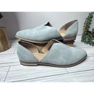 Women’s Frye Nolan D’orsay Seam Size 8 Light Blue Suede Flat Slip On Shoes