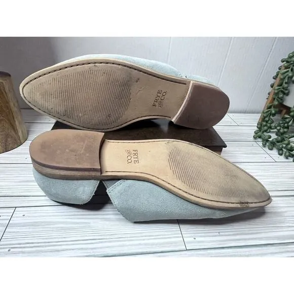 Women’s Frye Nolan D’orsay Seam Size 8 Light Blue Suede Flat Slip On Shoes
