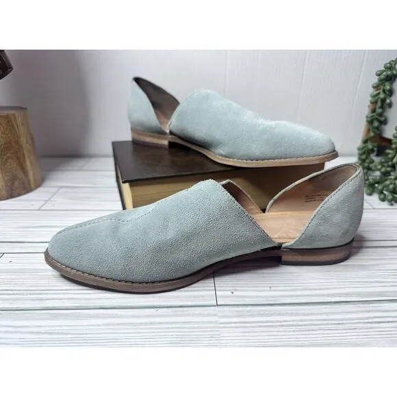 Women’s Frye Nolan D’orsay Seam Size 8 Light Blue Suede Flat Slip On Shoes