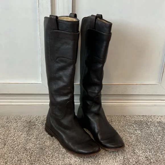 Women’s Frye Paige Tall Riding Boots 6.5 Dark Brown Classy Slip On