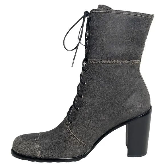 Womens Guess By Marciano Benicio Lace-Up Leather Boots Gray Size 9M - NEW IN BOX