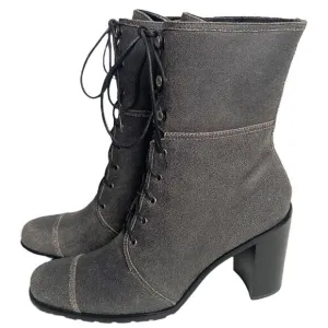 Womens Guess By Marciano Benicio Lace-Up Leather Boots Gray Size 9M - NEW IN BOX