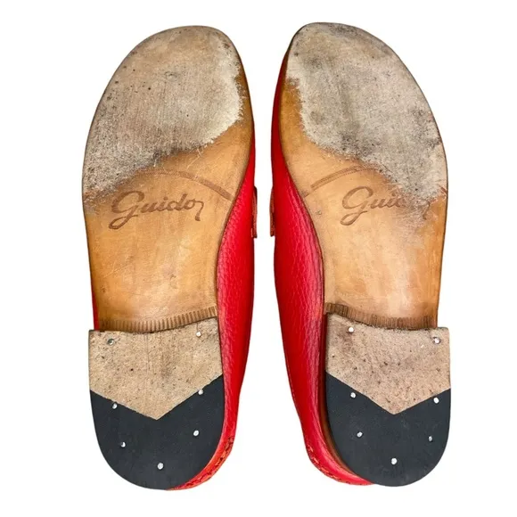 Womens Guido 1952 Red Leather Loafers Size 6