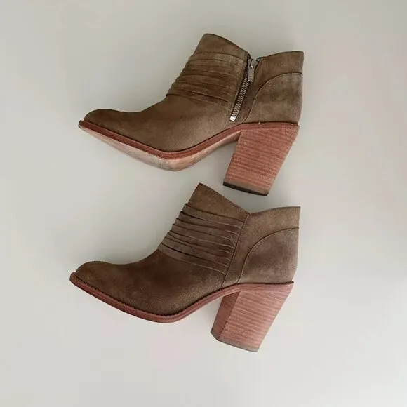 Women's Loeffler Randall Western Suede Ankle Boots in Taupe Size 38 US 7.5