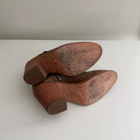 Women's Loeffler Randall Western Suede Ankle Boots in Taupe Size 38 US 7.5