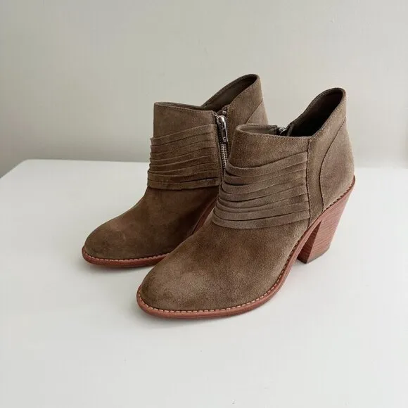 Women's Loeffler Randall Western Suede Ankle Boots in Taupe Size 38 US 7.5