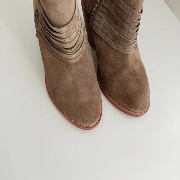 Women's Loeffler Randall Western Suede Ankle Boots in Taupe Size 38 US 7.5