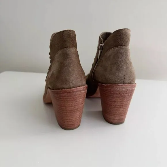 Women's Loeffler Randall Western Suede Ankle Boots in Taupe Size 38 US 7.5