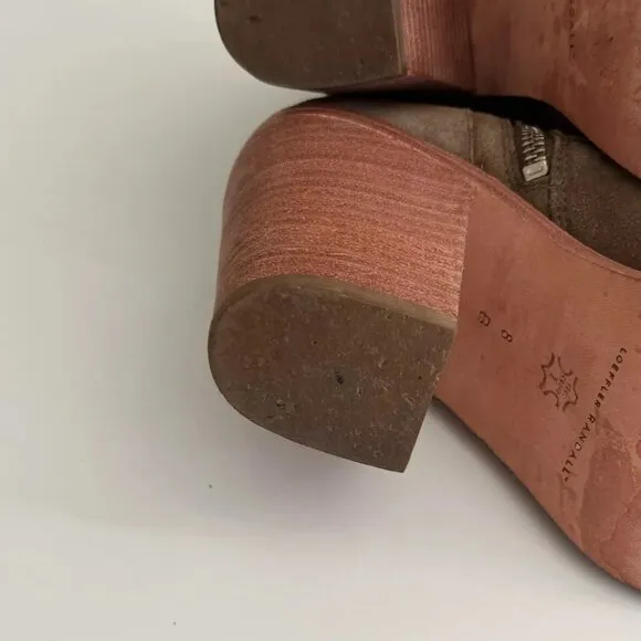 Women's Loeffler Randall Western Suede Ankle Boots in Taupe Size 38 US 7.5
