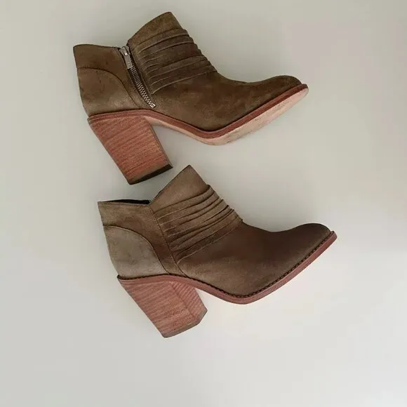 Women's Loeffler Randall Western Suede Ankle Boots in Taupe Size 38 US 7.5