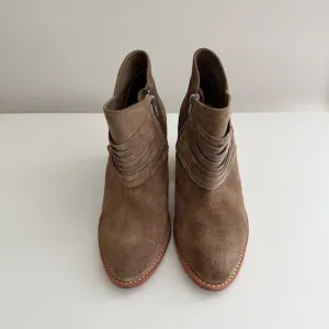 Women's Loeffler Randall Western Suede Ankle Boots in Taupe Size 38 US 7.5