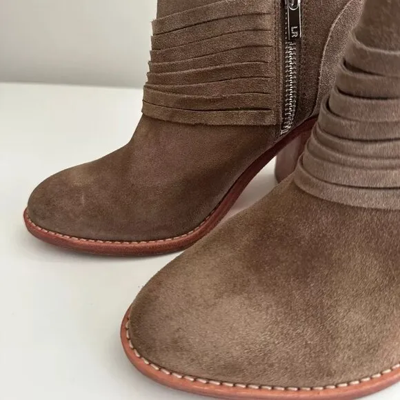 Women's Loeffler Randall Western Suede Ankle Boots in Taupe Size 38 US 7.5