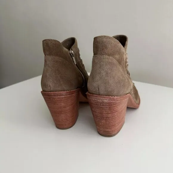 Women's Loeffler Randall Western Suede Ankle Boots in Taupe Size 38 US 7.5