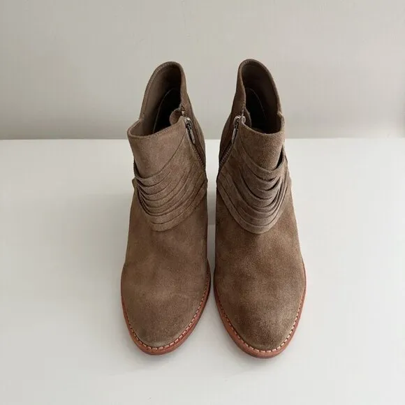 Women's Loeffler Randall Western Suede Ankle Boots in Taupe Size 38 US 7.5