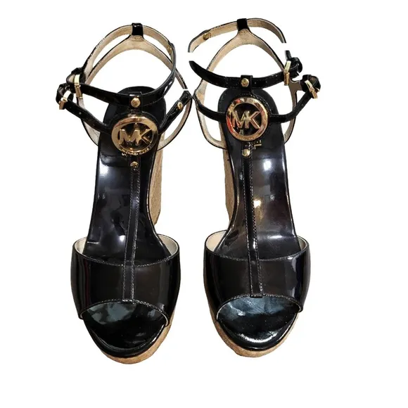 Women's Michael Kors Black Wedge Sandals Size 8.5