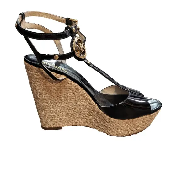 Women's Michael Kors Black Wedge Sandals Size 8.5