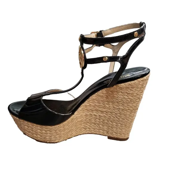 Women's Michael Kors Black Wedge Sandals Size 8.5