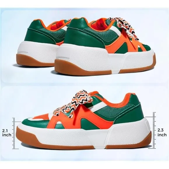 Women’s Platform Sneakers Lace up Casual Faux Leather Comfortable Thick Sole