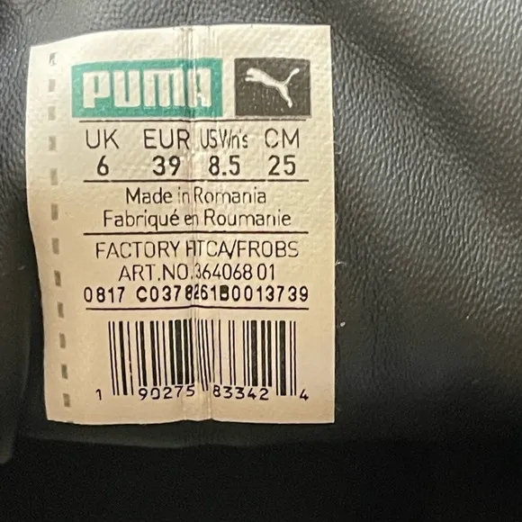 Women’s Puma Basket Platform Strap Velvet Rope Platform Sneakers Black Size 8.5