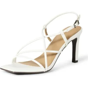 Women's Strappy Stiletto Heel Sandals White Faux Leather