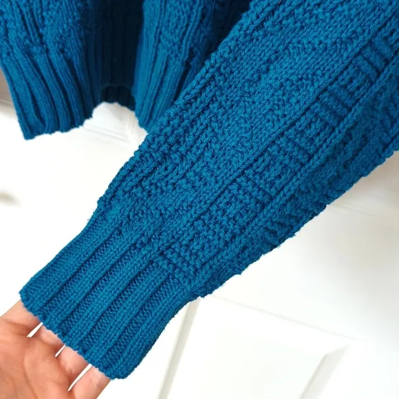 Woolrich 80's Vintage Classic Jacquard Knit Crewneck Sweater Blue Willow Medium
