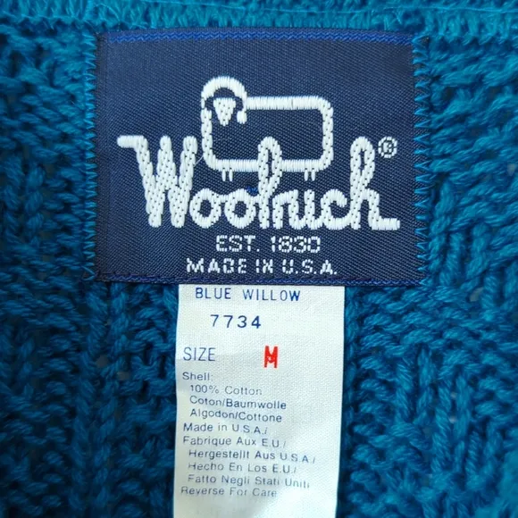 Woolrich 80's Vintage Classic Jacquard Knit Crewneck Sweater Blue Willow Medium