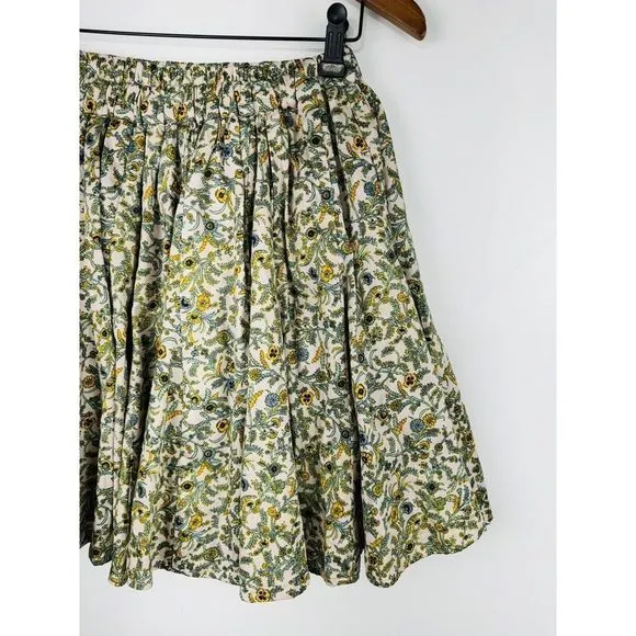Xirena Women’s Sz M A Line Cassidy Skirt Blue multi Cotton Floral