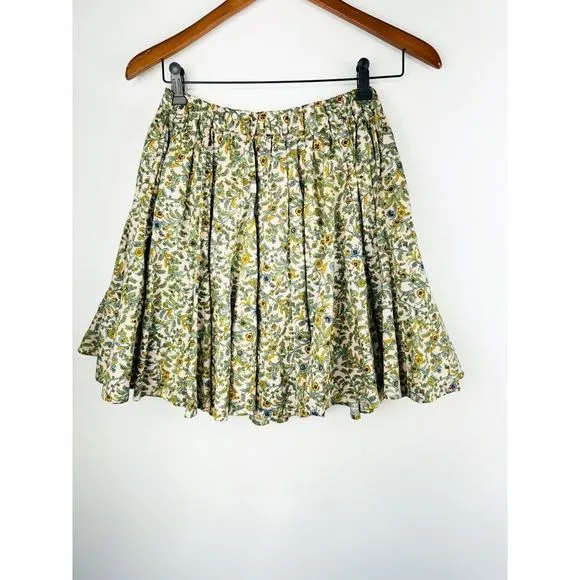 Xirena Women’s Sz M A Line Cassidy Skirt Blue multi Cotton Floral