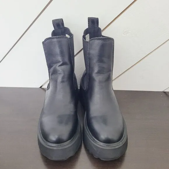 Y2k Rocket Dog Womens Size 6.5 Black Platform Chunky Chelsea Boots Leather 10CT