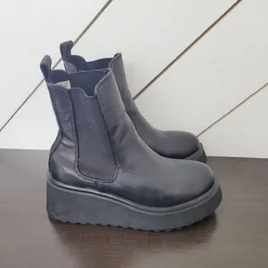 Y2k Rocket Dog Womens Size 6.5 Black Platform Chunky Chelsea Boots Leather 10CT