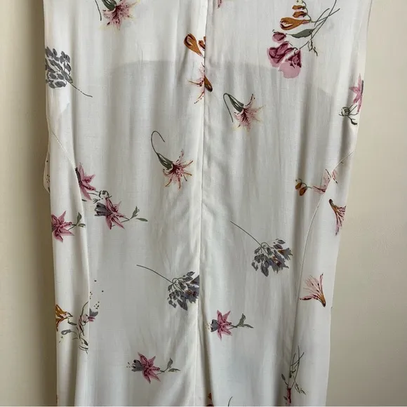 Yasaman Vintage Floral Sleeveless Tie-Waist Midi Dress White Sz 18