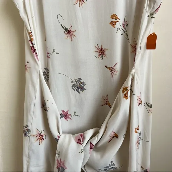 Yasaman Vintage Floral Sleeveless Tie-Waist Midi Dress White Sz 18