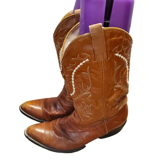 Yors Vick Boots Western Cowboy Mens Brown Snakeskin Leather Almond Toe Size 8