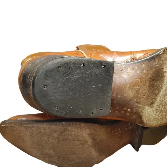 Yors Vick Boots Western Cowboy Mens Brown Snakeskin Leather Almond Toe Size 8