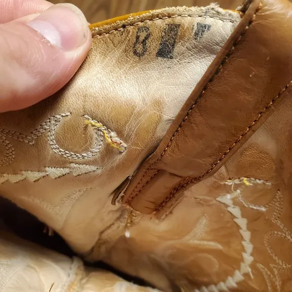 Yors Vick Boots Western Cowboy Mens Brown Snakeskin Leather Almond Toe Size 8