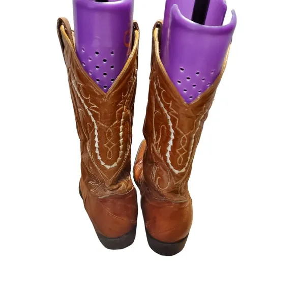 Yors Vick Boots Western Cowboy Mens Brown Snakeskin Leather Almond Toe Size 8