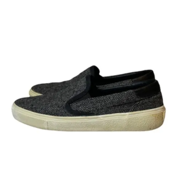 Yves Saint Laurent Venice Chevron Print Gray Slip On Sneakers Size 39