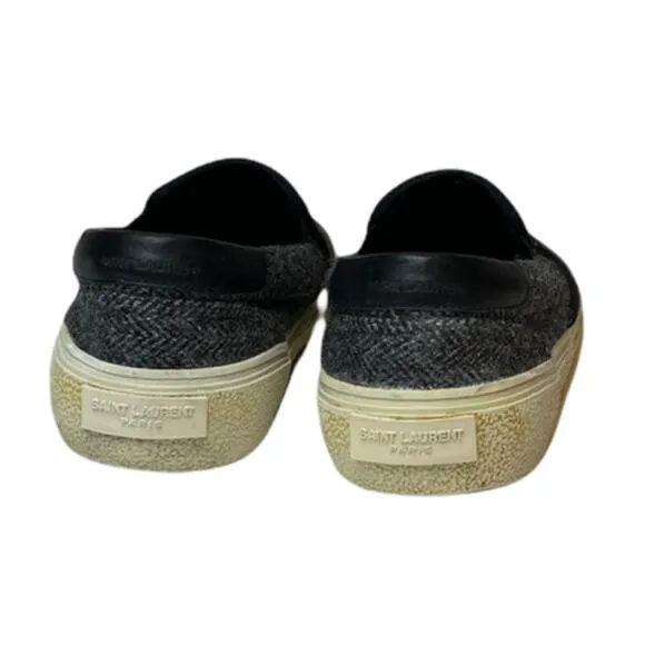 Yves Saint Laurent Venice Chevron Print Gray Slip On Sneakers Size 39